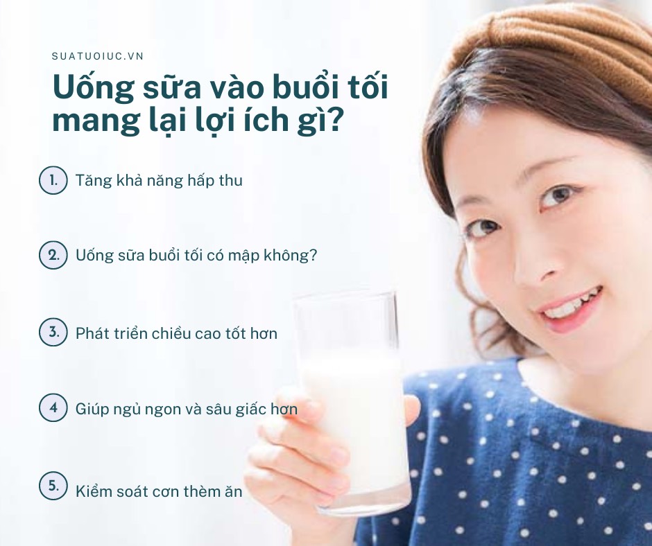 Uống sữa vào buổi tối mang lại lợi ích gì?