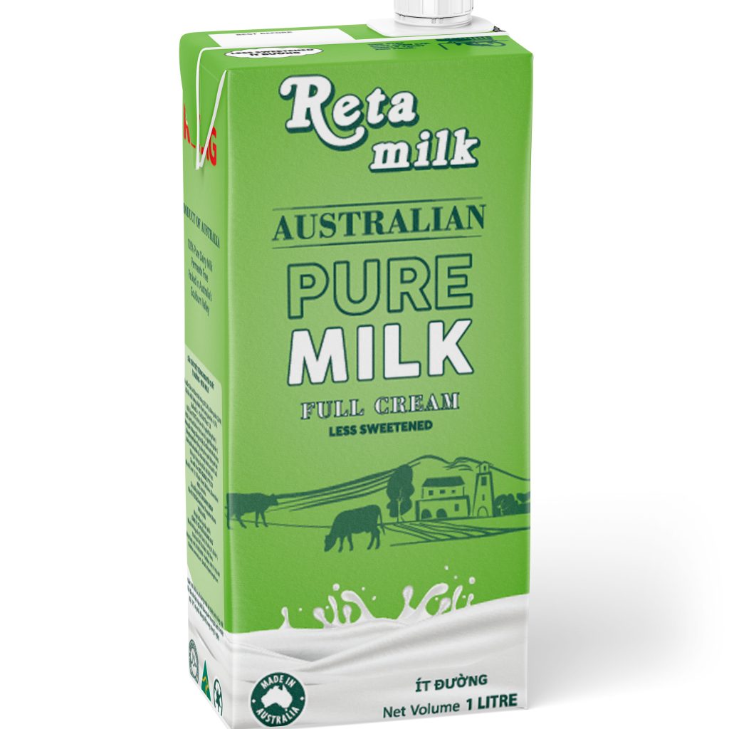 Sữa tươi Úc ít đường Reta Milk thùng 12 hộp 1 lít 1 less sugar 1l 1