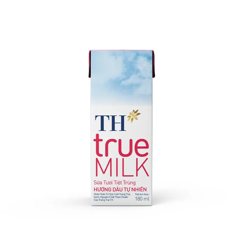 Sữa tươi tiệt trùng TH true Milk hương dâu nguyên chất 180 ml (thùng 48 hộp) 1 sua tuoi tiet trung th true milk dau 180ml 2